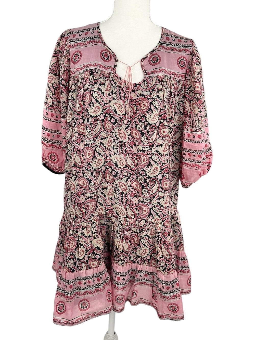Bell by Alicia Bell Pink Paisley Silk Cotton Boho Mini Dress S